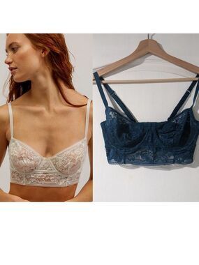 NWT Free People Intimately | Sorento Demi Longline Bra in Night Swim blue